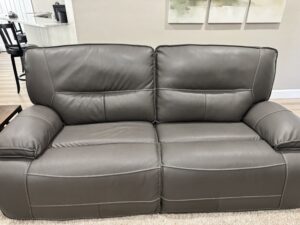 Gray leather couch with 2 recliners