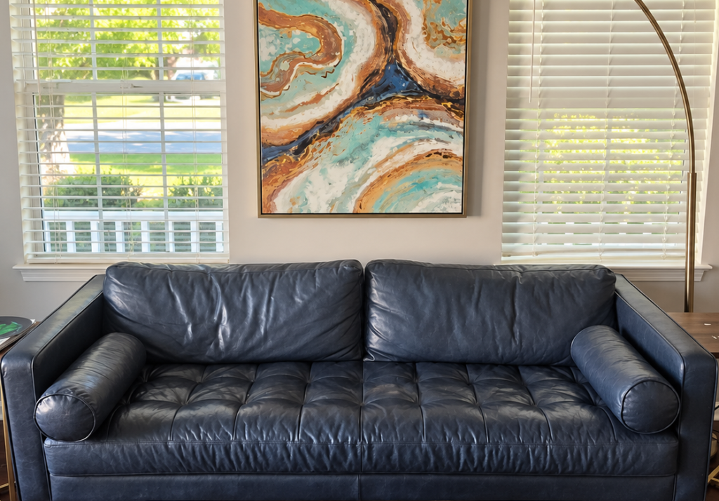Article Sven 88” Genuine Leather Sofa – Oxford Blue